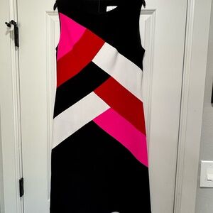 Joseph Ribkoff Colorblock Sleeveless Dress - Black, Red, Pink, White